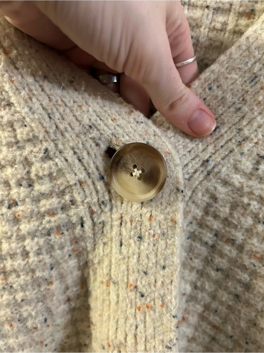 Universal Thread Cream Speckled Waffle-Knit Button Cardigan - Picture 6 of 8